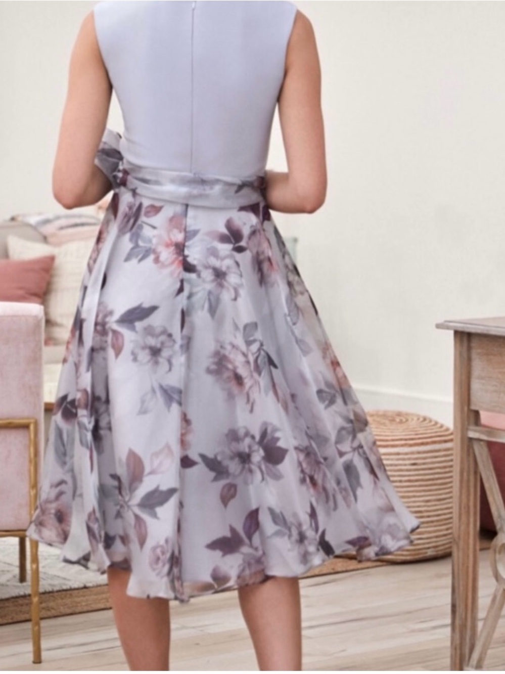 Joseph Ribkoff Floral Organza Overlay Fit & Flare Dress Size 10 Wedding Guest - Picture 2 of 10